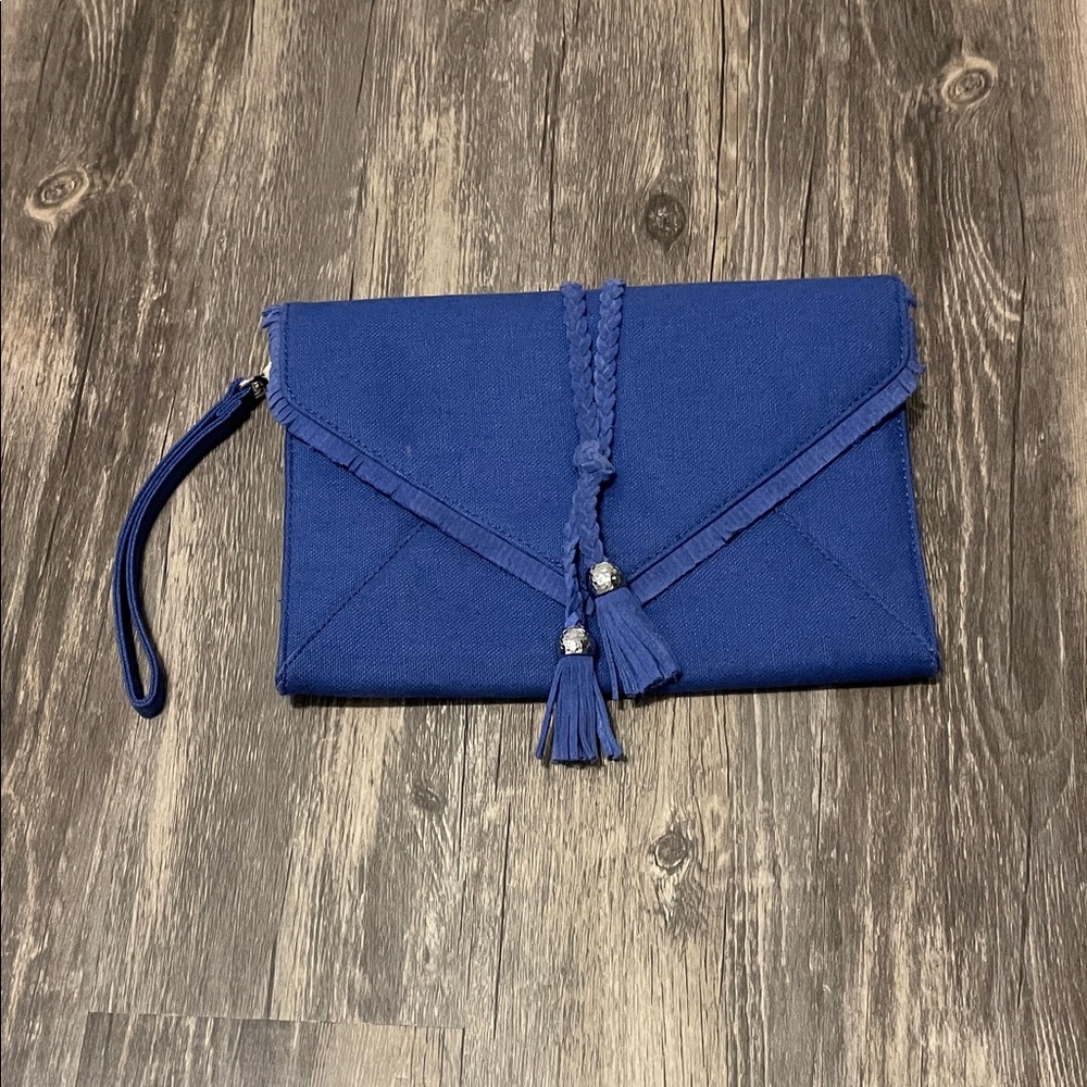 Chic Blue Tassel Clutch